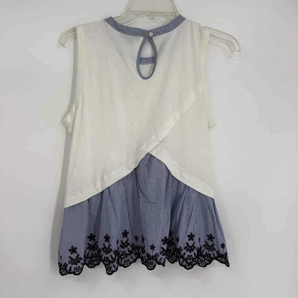 J. Crew Peplum Tulip-back Top size XS Blue White Stripe NWT Sleeveless